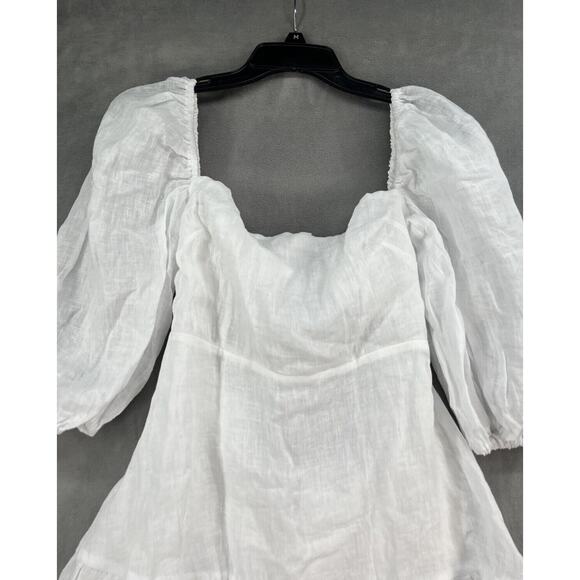 Rumer The Label Mia Mini Dress Size Medium White 100% Linen - Picture 4 of 10